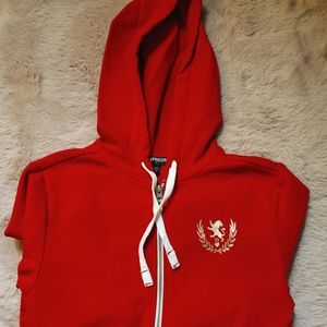 Express Red Zipper Hoodie Sweatshirt